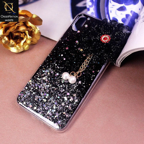 iPhone XS Max Cover - Design 6  - Fancy Flower Bling Glitter Rinestone Soft Case - Glitter Dose Not Move