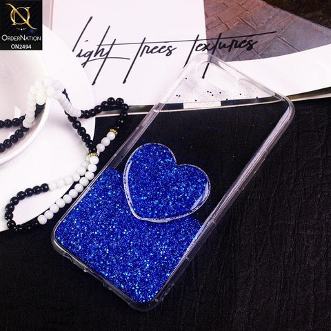 Oppo A12e Cover- Design 5 - Stylish Bling Glitter Soft Case With Heart Mobile Holder - Glitter Does Not Move