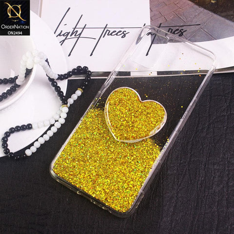 Oppo A72 Cover- Design 2 - Stylish Bling Glitter Soft Case With Heart Mobile Holder - Glitter Does Not Move