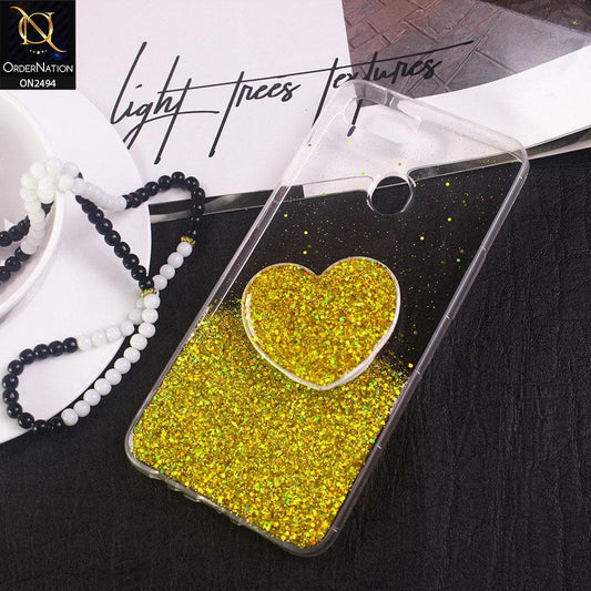 Realme 2 Pro Cover- Design 2 - Stylish Bling Glitter Soft Case With Heart Mobile Holder - Glitter Does Not Move