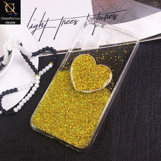 Huawei Nova 7i Cover- Design 2 - Stylish Bling Glitter Soft Case With Heart Mobile Holder - Glitter Does Not Move