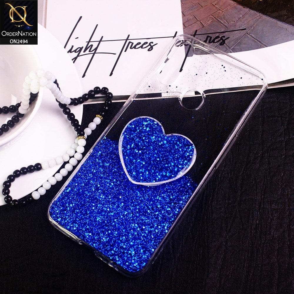 Oppo A31 Cover- Design 5 - Stylish Bling Glitter Soft Case With Heart Mobile Holder - Glitter Does Not Move