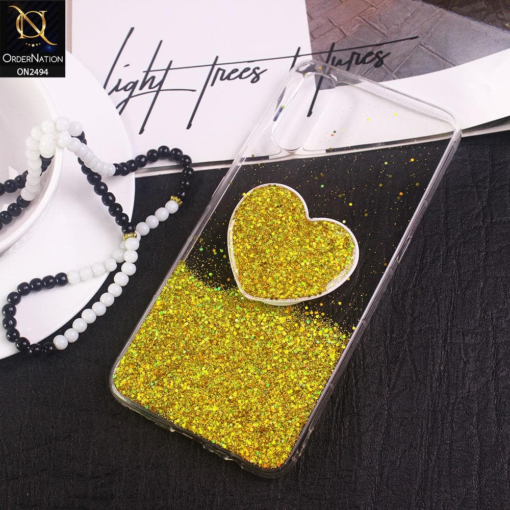 Vivo S1 Cover- Design 2 - Stylish Bling Glitter Soft Case With Heart Mobile Holder - Glitter Does Not Move