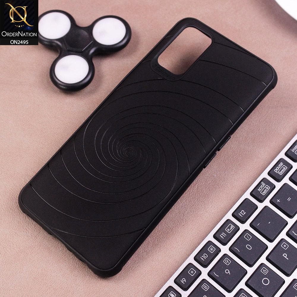 Oppo A52 Cover - Black - New Stylish Spiral Ring Leather Texture Soft Case