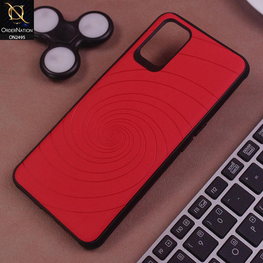 Oppo A52 Cover - Red - New Stylish Spiral Ring Leather Texture Soft Case