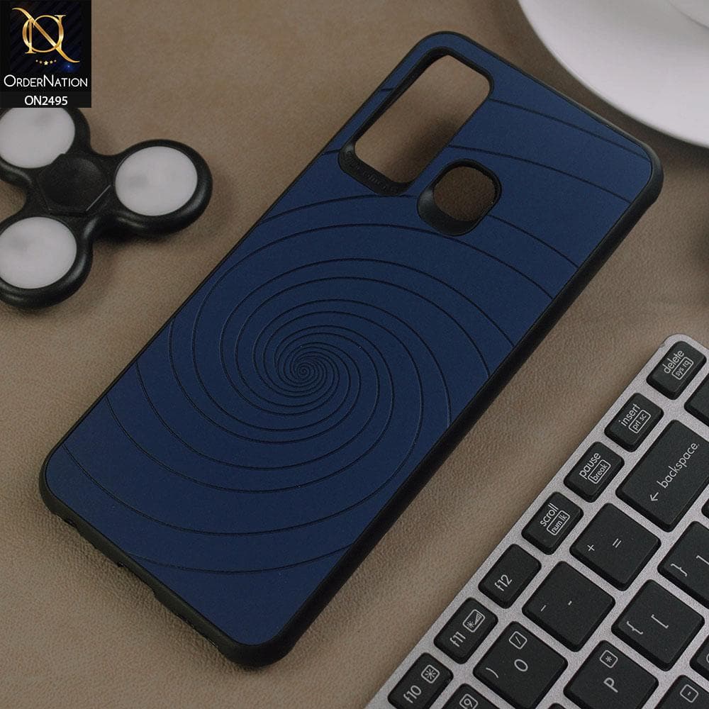 Infinix Hot 9 Cover - Blue - New Stylish Spiral Ring Leather Texture Soft Case