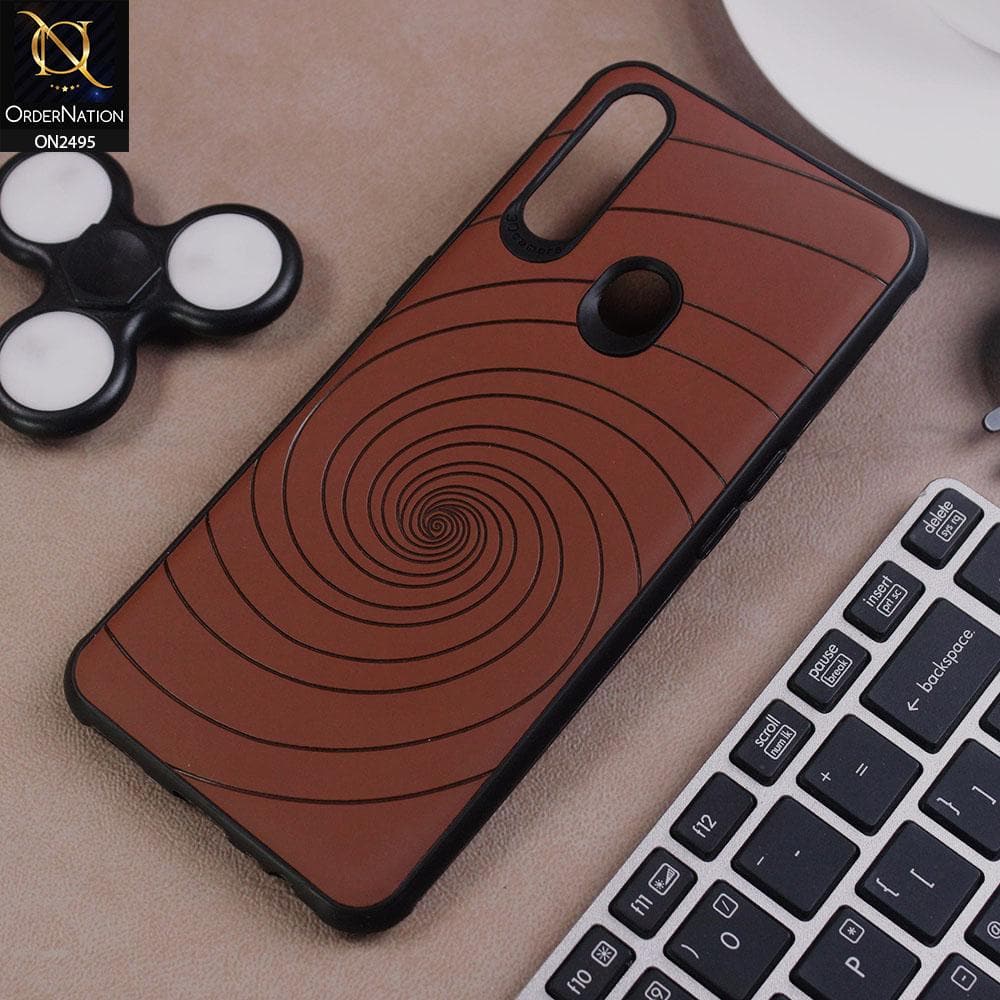 Oppo A31 Cover - Brown - New Stylish Spiral Ring Leather Texture Soft Case