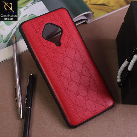 Vivo S1 Pro Cover - Red - New Sythetic Leather Mosiac Texture Style Soft TPU Case