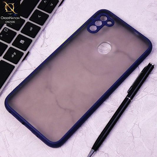 Samsung Galaxy A11 Cover - Blue - New Semi Tranparent Color Borders Matte Hard PC Protective Case