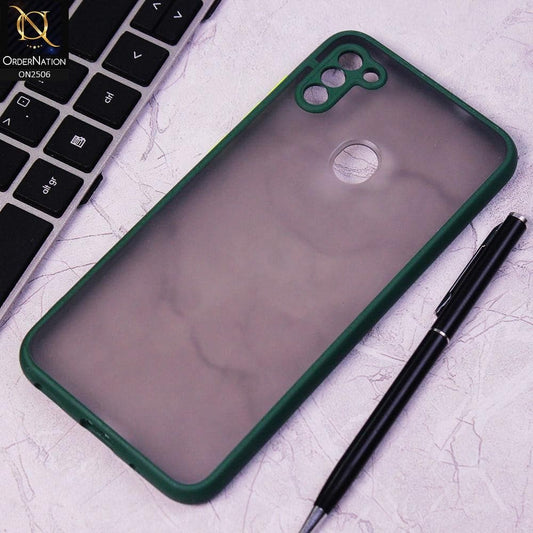 Samsung Galaxy A11 Cover - Dark Green - New Semi Tranparent Color Borders Matte Hard PC Protective Case