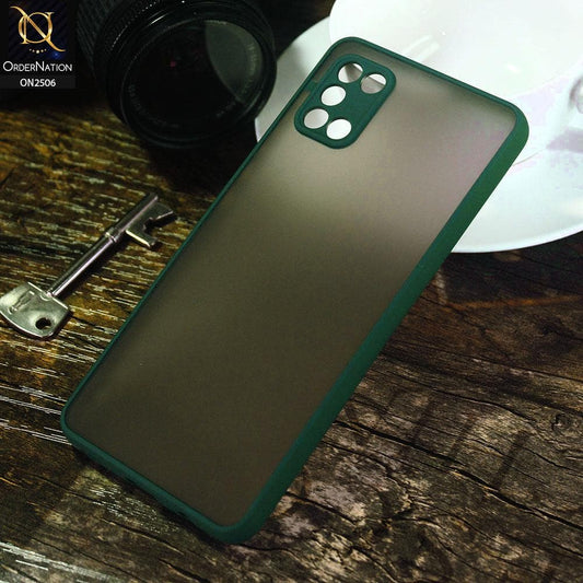 Samsung Galaxy A31 Cover - Green - New Semi Tranparent Color Borders Matte Hard PC Protective Case