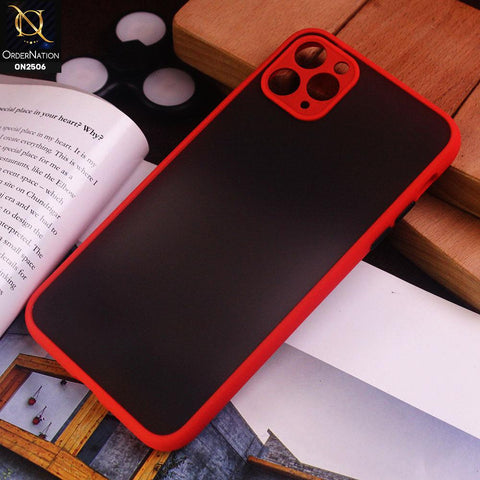 iPhone 11 Pro Max Cover - Red - New Semi Tranparent Color Borders Matte Hard PC Protective Case