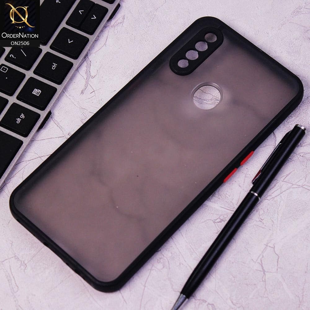 Oppo A8 Cover - Black - New Semi Tranparent Color Borders Matte Hard PC Protective Case