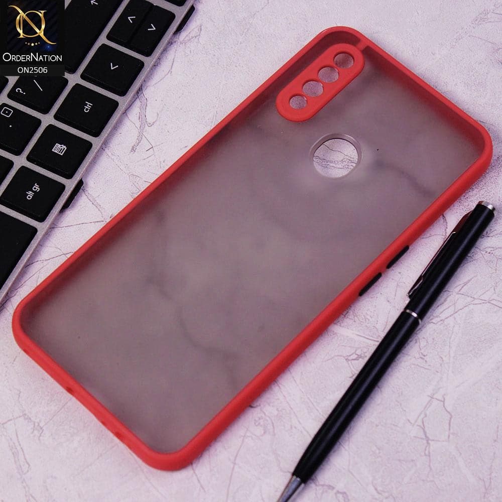 Oppo A8 Cover - Red - New Semi Tranparent Color Borders Matte Hard PC Protective Case