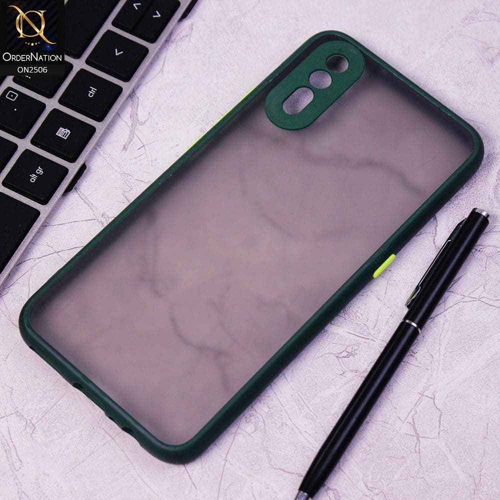 Vivo S1 Cover - Dark Green - New Semi Tranparent Color Borders Matte Hard PC Protective Case