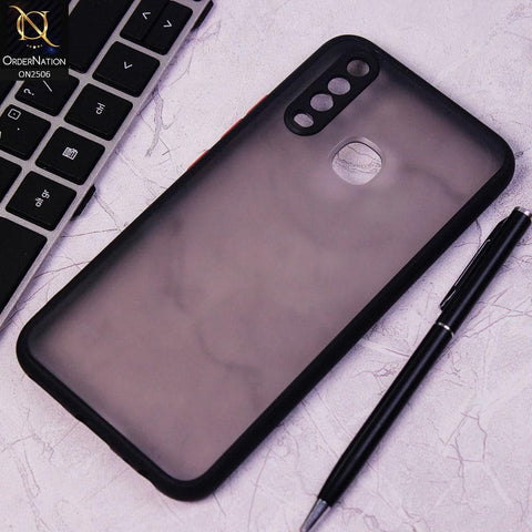 Vivo Y12 Cover - Black - New Semi Tranparent Color Borders Matte Hard PC Protective Case