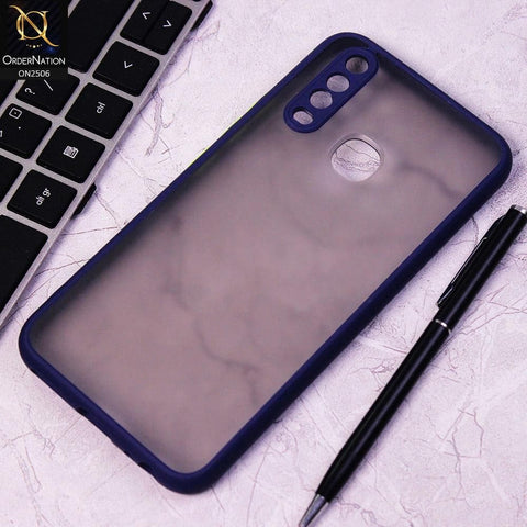 Vivo Y17 Cover - Blue - New Semi Tranparent Color Borders Matte Hard PC Protective Case