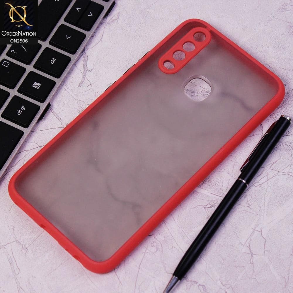 Vivo Y15 Cover - Red - New Semi Tranparent Color Borders Matte Hard PC Protective Case