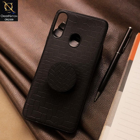 Oppo A31 Cover - Black - New Abstract Pattern Leather Texture Case with Mobile Holder