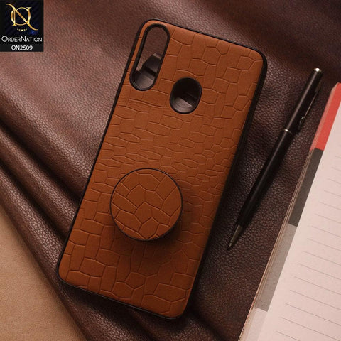 Oppo A31 Cover - Brown - New Abstract Pattern Leather Texture Case with Mobile Holder