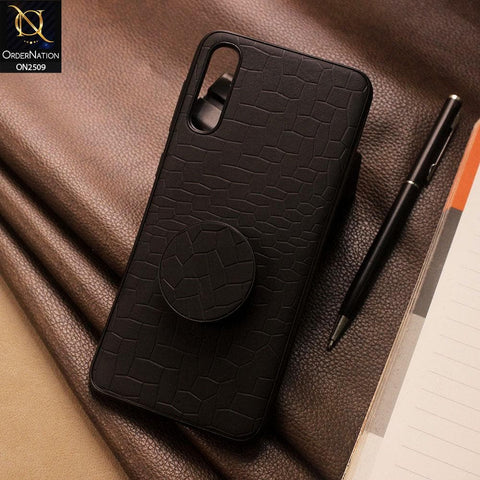 Vivo S1 Cover - Black - New Abstract Pattern Leather Texture Case with Mobile Holder