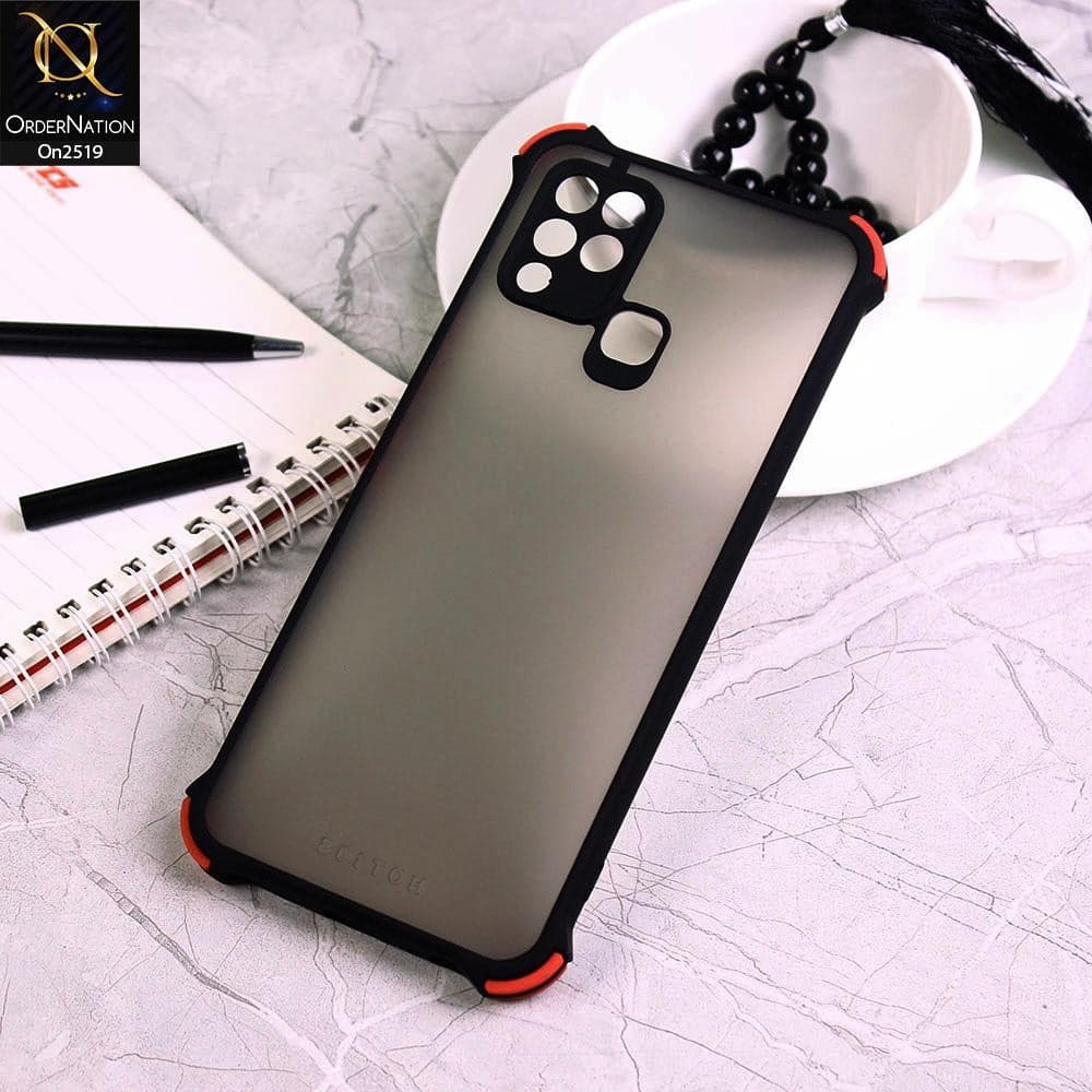 Infinix Hot 10s - Black - Translucent Matte Shockproof Full Camera Protection Case