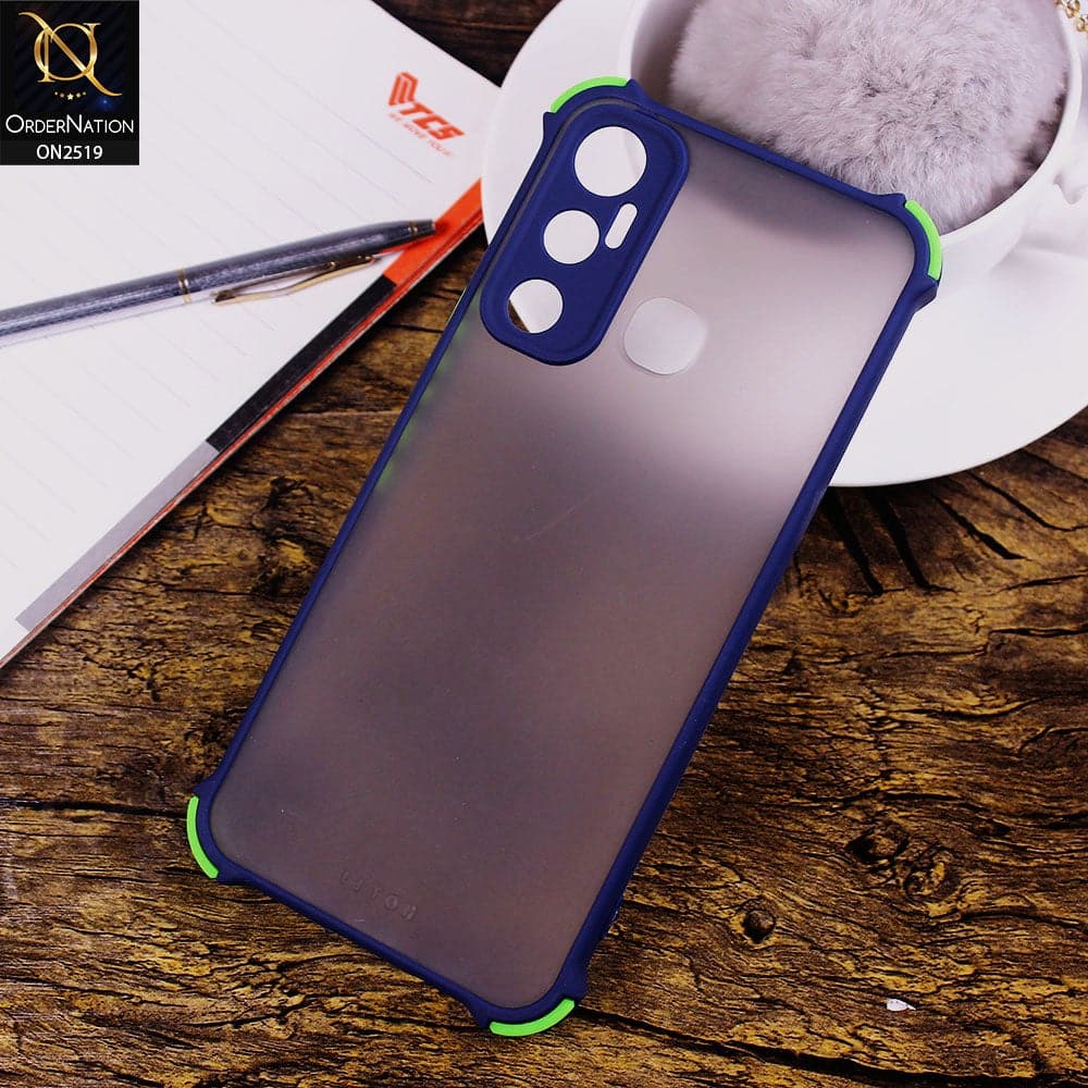 Infinix Hot 11 Cover - Blue - Translucent Matte Shockproof Full Camera Protection Case