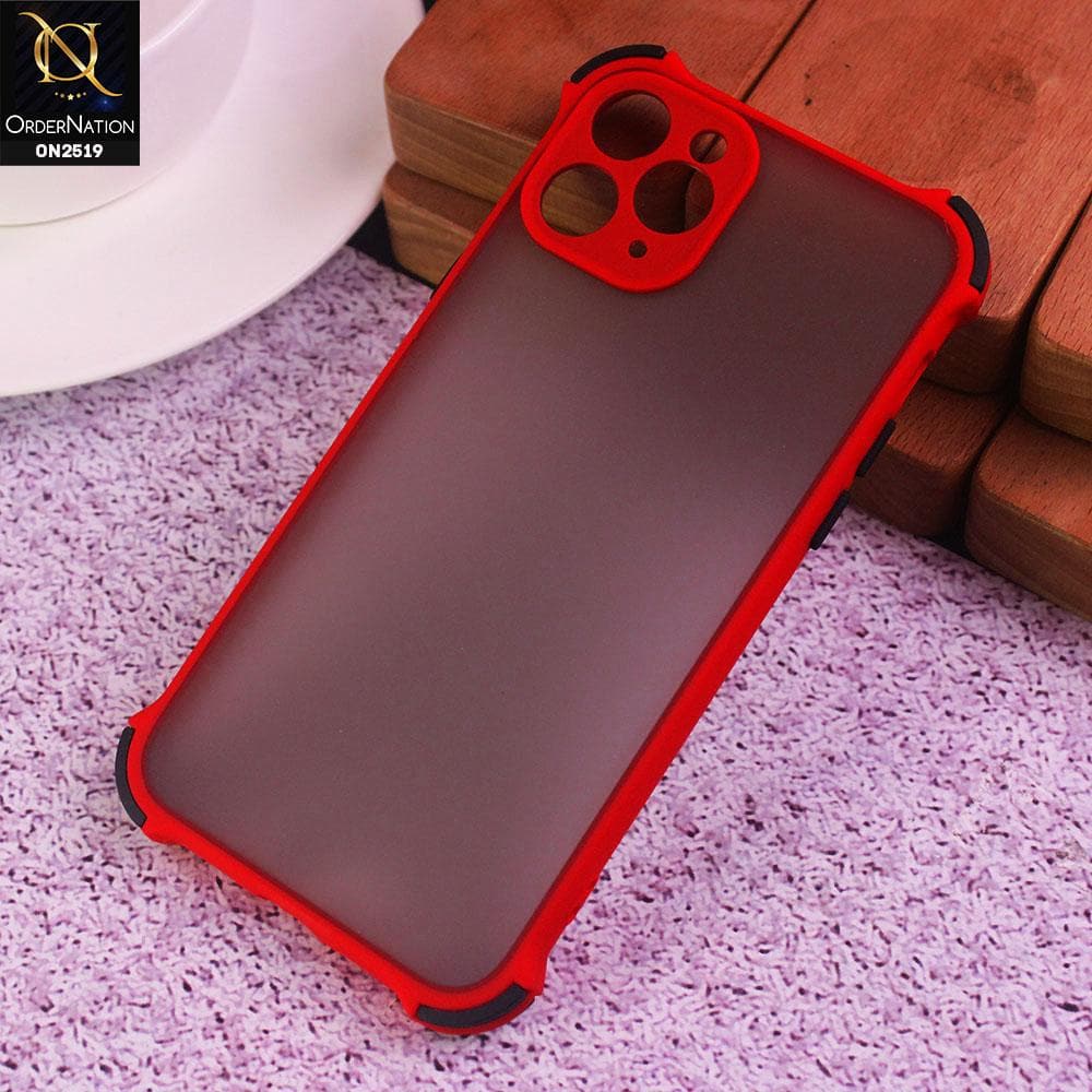 iPhone 11 Pro Cover - Red - Translucent Matte Shockproof Full Camera Protection Case