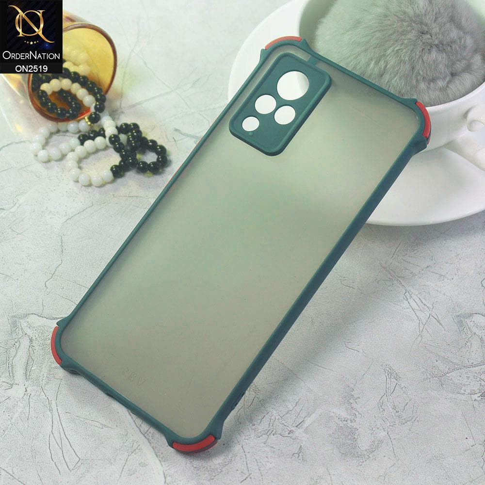 Vivo V21 Cover - Dark Green - Translucent Matte Shockproof Full Camera Protection Case