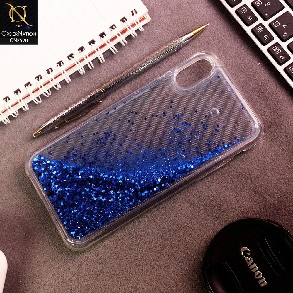 iPhone XS / X Cover - Blue - New Fashion Style Liquid Water Glitter Case