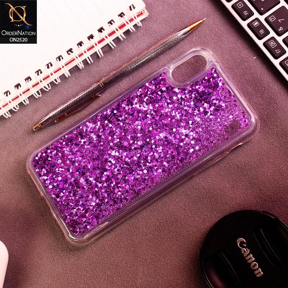 iPhone XS / X Cover - Purple - New Fashion Style Liquid Water Glitter Case