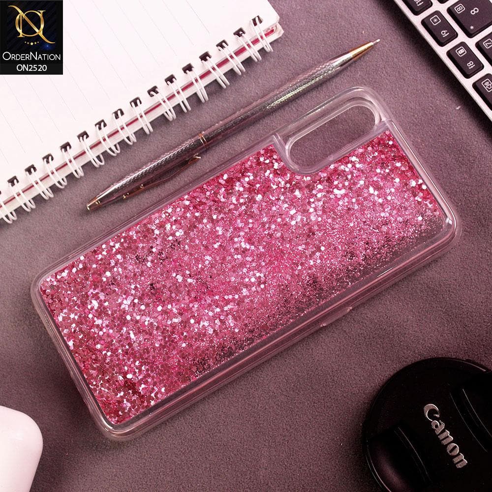 Vivo S1 Cover - Pink - New Fashion Style Liquid Water Glitter Case