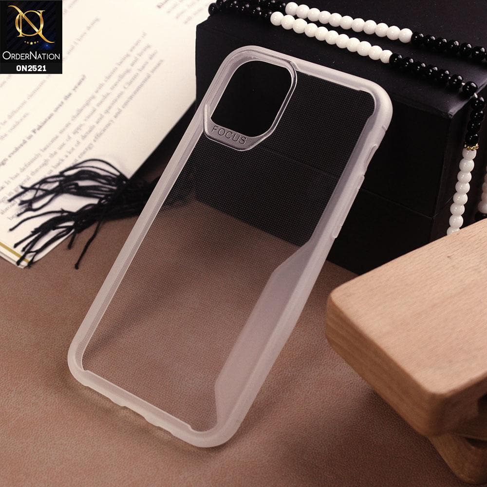 iPhone 11 Pro Cover - White - Soft Silicone Stylish Matte Borders Transparent Protectie Case