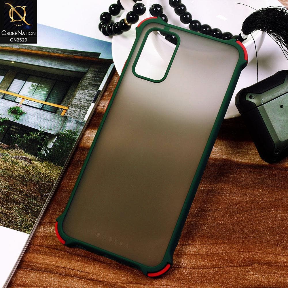 Samsung Galaxy M02s Cover - Dark Green - Translucent Matte Shockproof Camera Ring Protection Case