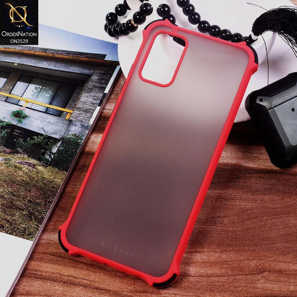 Samsung Galaxy A02s Cover - Red - Translucent Matte Shockproof Camera Ring Protection Case