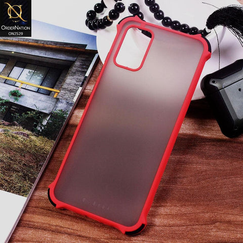 Samsung Galaxy A02s Cover - Red - Translucent Matte Shockproof Camera Ring Protection Case