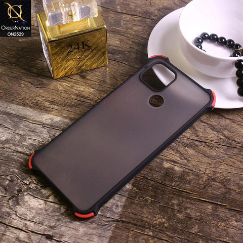 Oppo A15 Cover - Black - Translucent Matte Shockproof Camera Ring Protection Case