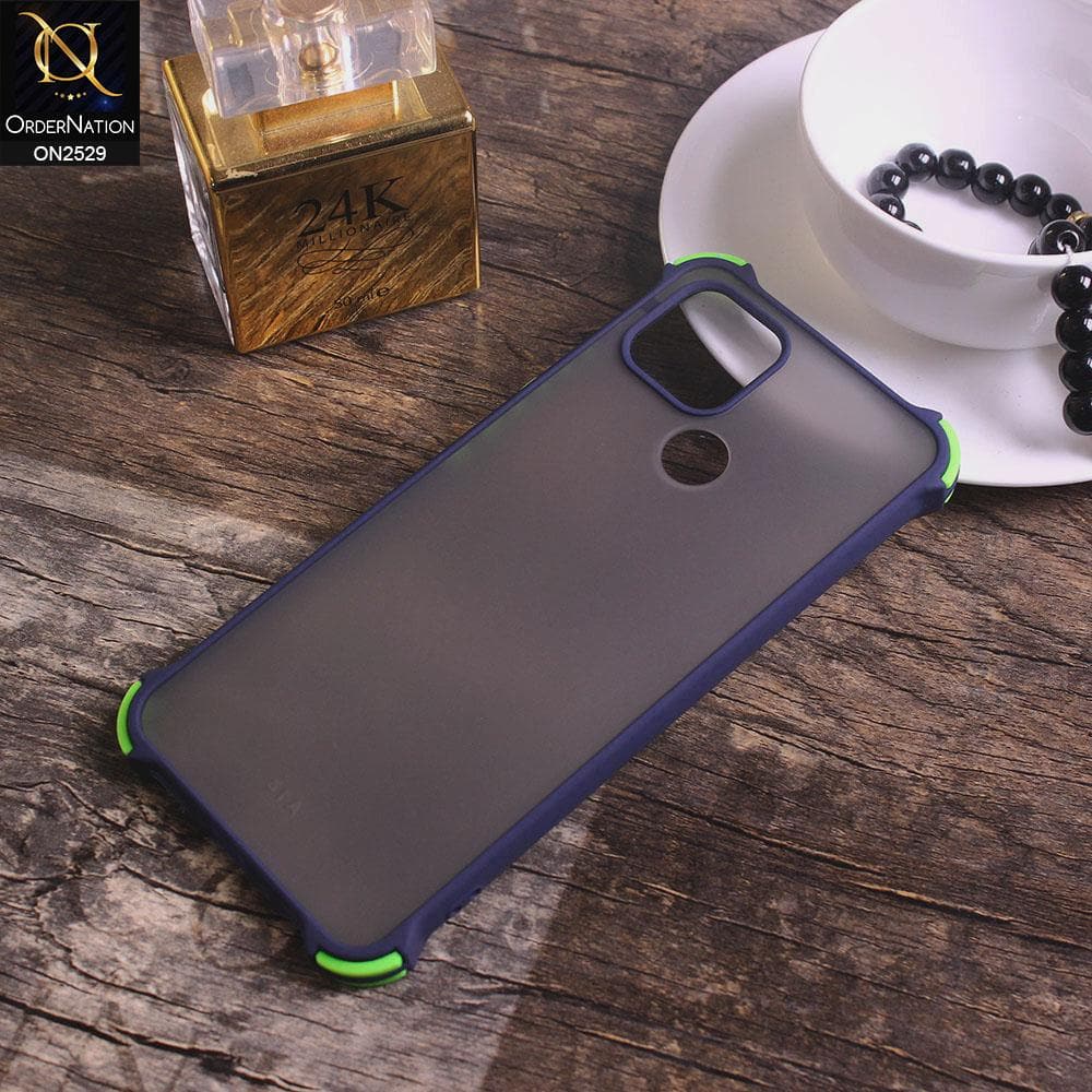 Oppo A15s Cover - Blue - Translucent Matte Shockproof Camera Ring Protection Case