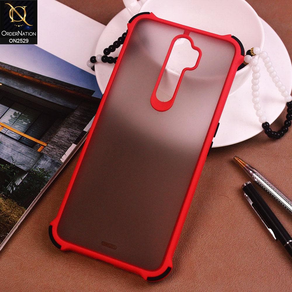 Oppo A5 2020 Cover - Red - Translucent Matte Shockproof Camera Ring Protection Case