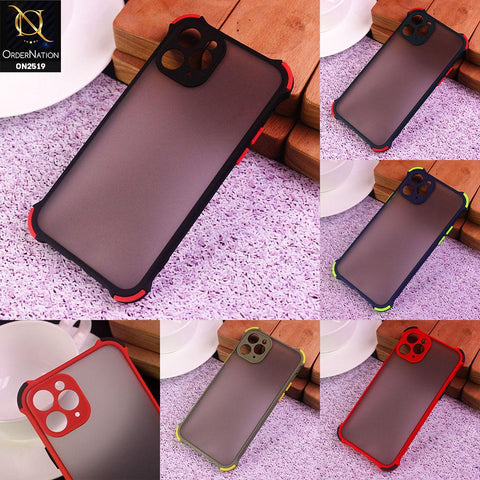 iPhone 12 Cover - Black - Translucent Matte Shockproof Camera Ring Protection Case