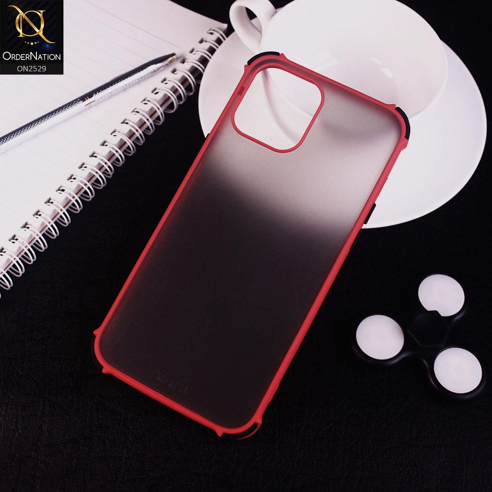 iPhone 12 Cover - Red - Translucent Matte Shockproof Camera Ring Protection Case