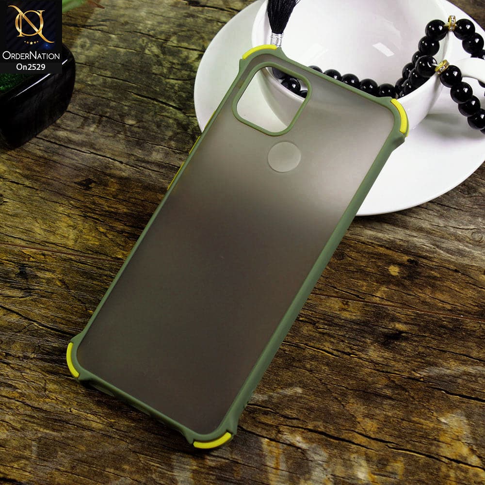 Oppo A15 Cover - Light Green - Translucent Matte Shockproof Camera Ring Protection Case