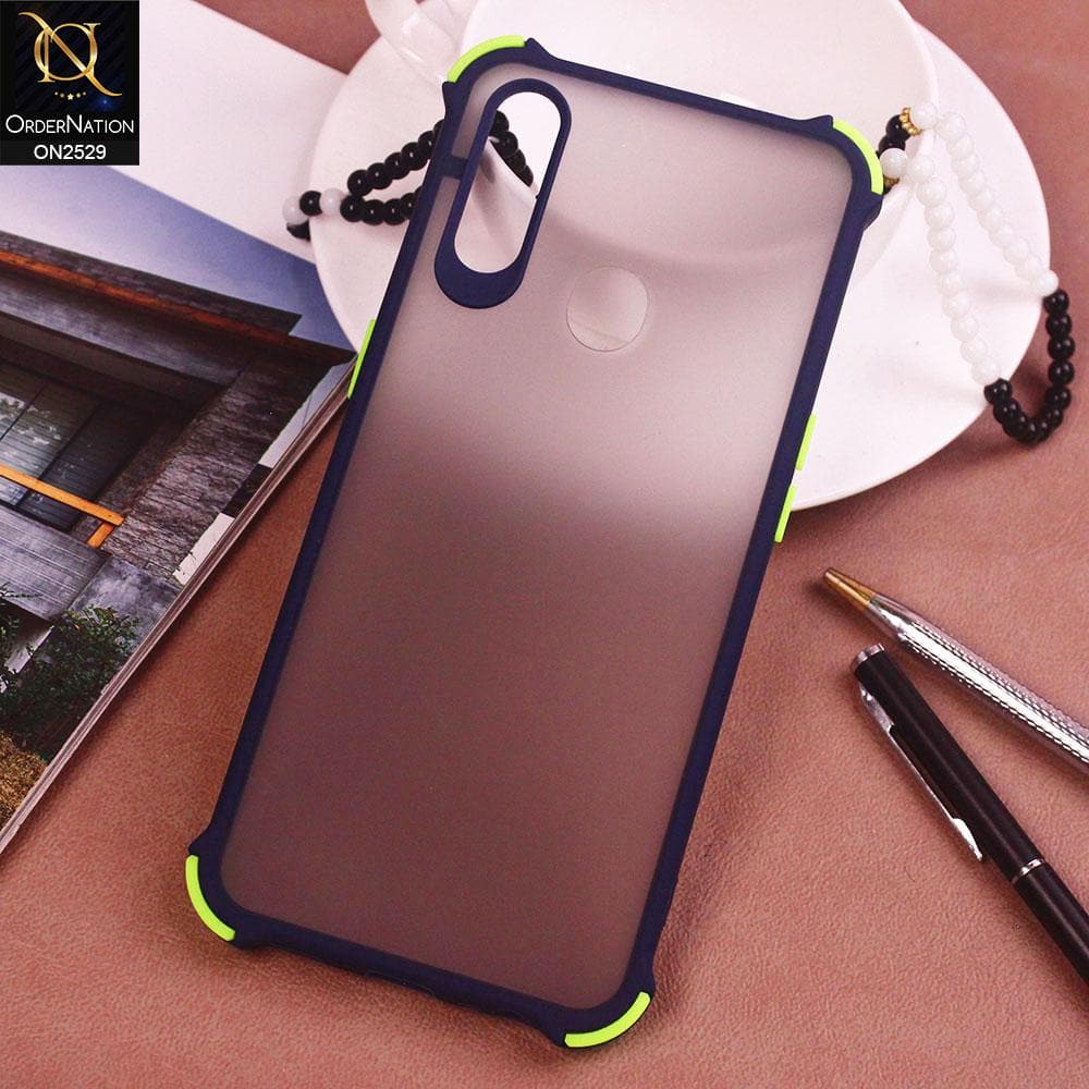 Oppo A31 Cover - Blue - Translucent Matte Shockproof Camera Ring Protection Case