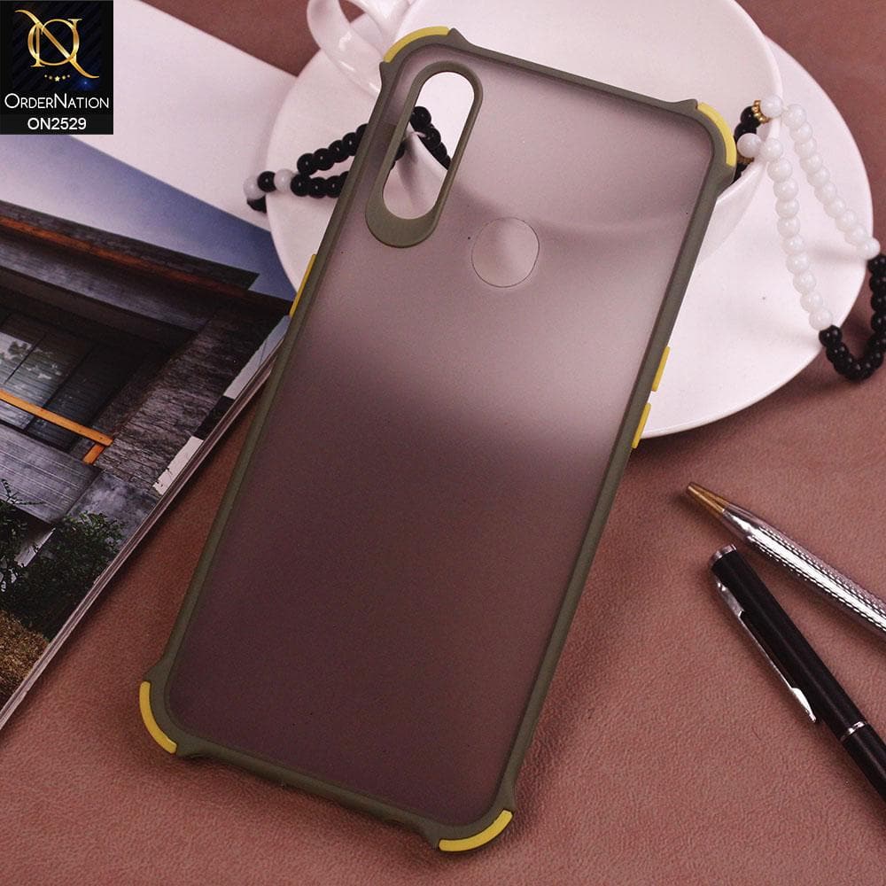 Oppo A31 Cover - Light Green - Translucent Matte Shockproof Camera Ring Protection Case