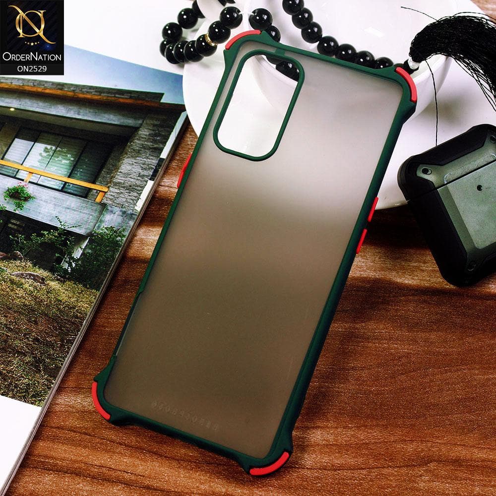 Oppo Reno 5 5G Cover - Dark Green - Translucent Matte Shockproof Camera Ring Protection Case