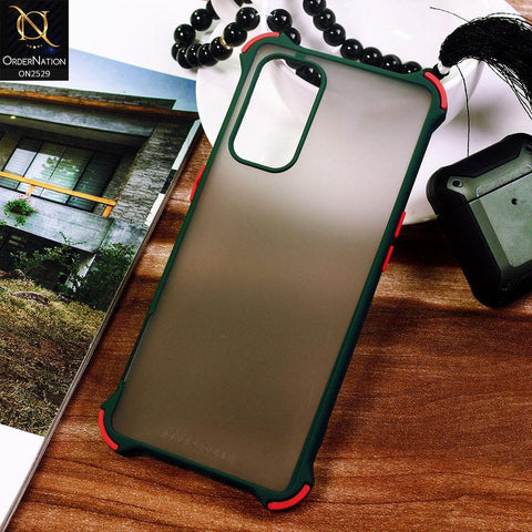 Oppo Reno 5 Pro 5G Cover - Dark Green - Translucent Matte Shockproof Camera Ring Protection Case