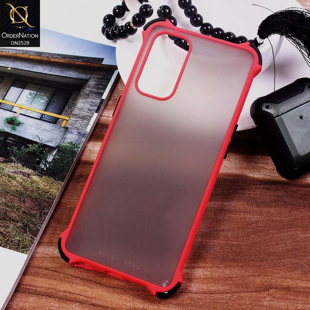 Oppo Reno 5 Pro 5G Cover - Red - Translucent Matte Shockproof Camera Ring Protection Case