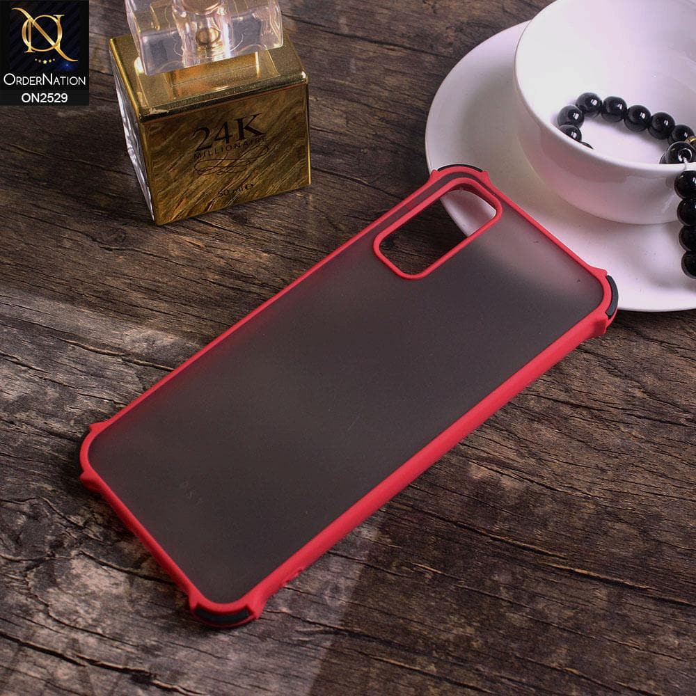 Vivo Y20 Cover - Red - Translucent Matte Shockproof Camera Ring Protection Case