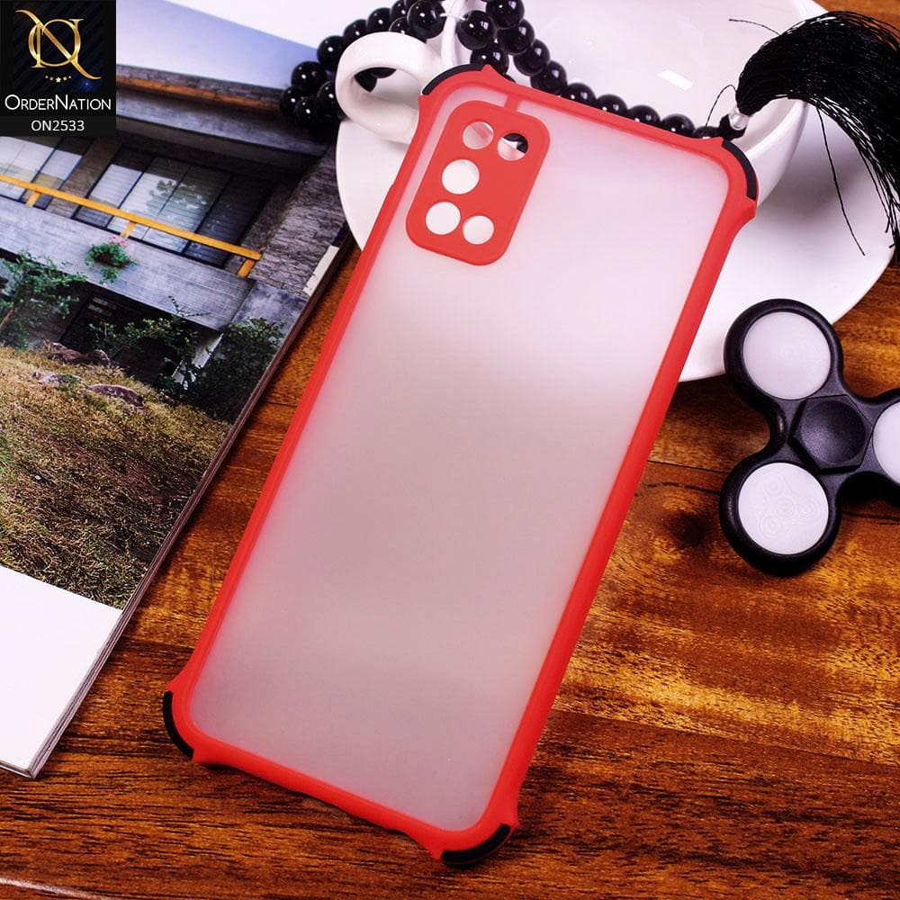 Samsung Galaxy M02s Cover - Red - Semi Transparent Matte Shockproof Camera Ring Protection Case