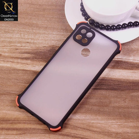 Oppo A15 Cover - Black - Semi Transparent Matte Shockproof Camera Ring Protection Case